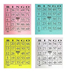 BLOCOS DE BINGO COLORIDOS COM 100 FOLHAS