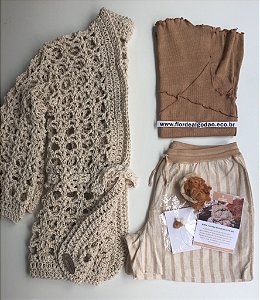 Short Algodão Natural M listra
