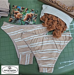Calcinha Feminina em Algodão Colorido Natural Listra