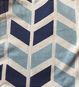 Malha de algodão estampa geométrica azul
