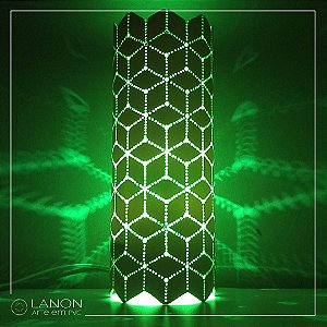 Luminária de mesa decorativa - Geométrica Cubos - Verde