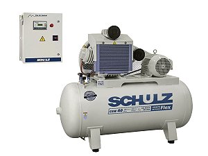 Compressor De Ar Schulz Odontológico Csw 40/420 Isento De Óleo Com Inversor de Frequência - 40 Pés 420 Litros  380v