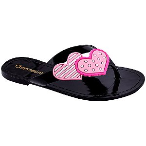 Chinelo Tira Charmosinha Chic Coração Super Leve Menina