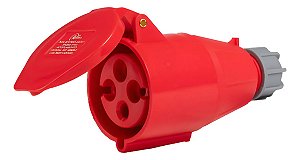 Plugue Tomada Industrial Com Prensa Cabo 32a 3p+t Vermelho
