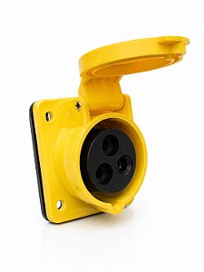 Tomada Fêmea Embutir Industrial 16A 2P+T 4h 127V Amarela