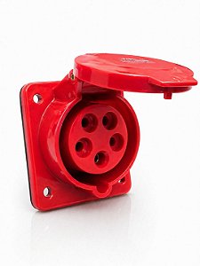 Tomada Fêmea Embutir Industrial 32A 4P+T 6h 380V/415V Vermelha