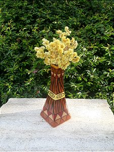 Vaso solitário de porcelana+ caixa de mdf pintadas com desenho étnico