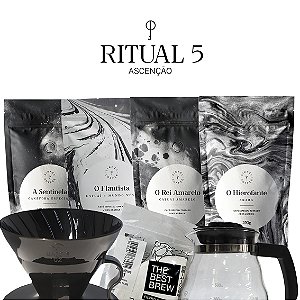 Kit Ritual 05 "Ascensão" | 4 Cafés Especiais 250g + Jarra + Acessórios para V60