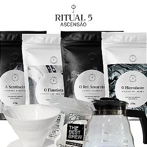 Kit Ritual 05 "Ascensão" | 4 Cafés Especiais 250g + Jarra + Acessórios para V60