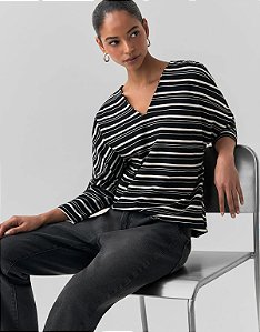 Blusa Malha Listras Irregulares