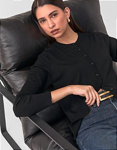 Cardigan Tricot Básico Botões