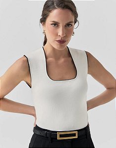 Blusa Tricot Detalhe Bicolor
