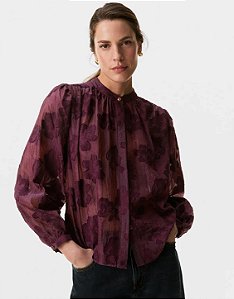 Blusa Jacquard Floral Berry