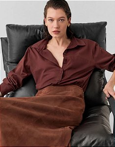 Camisa Voil Reta Marrom
