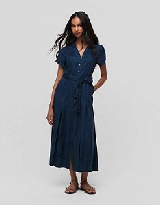 Vestido Chemise Pregas Liocel