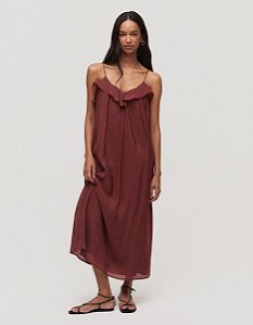 Vestido Midi Detalhe Babado