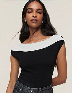 Blusa Tricot Bicolor Pb