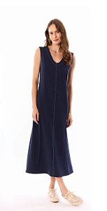 Vestido Crepe Pesponto