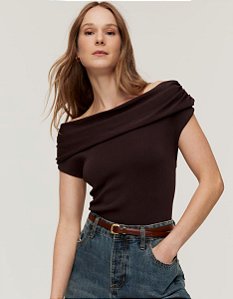 Blusa Tricot Pala Drapeada