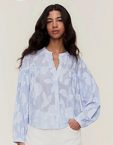 Blusa Fio Tinto Jacquard Azul