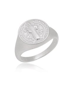 Anel de dedinho de São Bento prata 925 (escolha o tamanho)