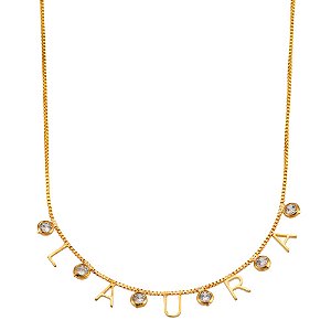 Colar personalizado de nome com ponto de luz  entre as letras