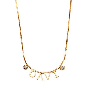 Colar personalizado de nome ponto de luz no início e no final