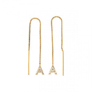 Brinco personalizado de gancho com letra cravejada