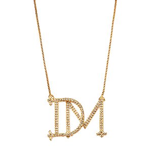 Colar monograma personalizado com duas letras cravejadas