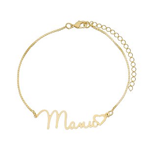 Pulseira personalizada de nome com coração