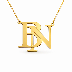 Colar monograma personalizado liso com duas letras