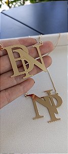 Colar monograma personalizado  liso com duas letras