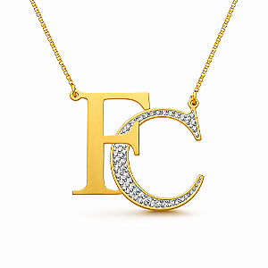 Colar monograma personalizado craquelado duas letras