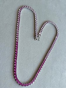 Colar riviera três pontas degrade de pink