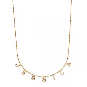 Colar personalizado de nome com letra cravejada