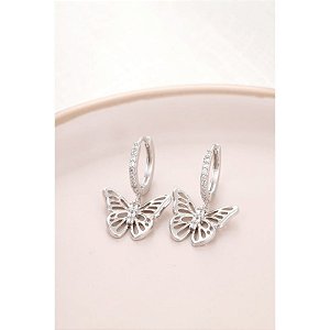 Argolinha de borboleta ródio branco