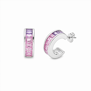 Argola lilás e rosé de prata 925
