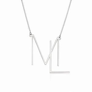 Colar monograma personalizado de prata liso