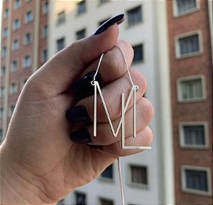 Colar monograma personalizado de prata liso