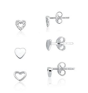 Trio de coração na prata