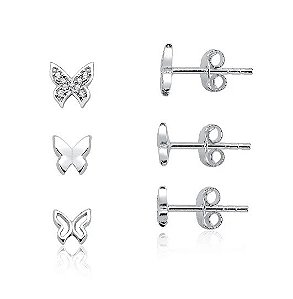 Trio de borboleta na prata