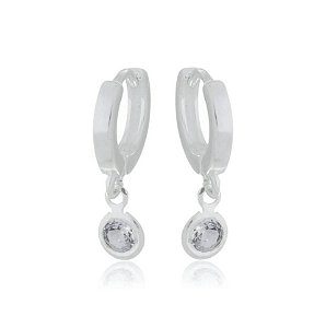 Argola com ponto de luz na prata