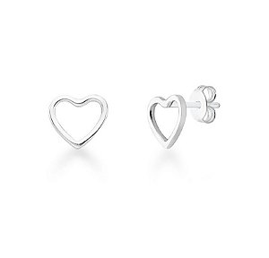 Brinco de coração vazado na prata