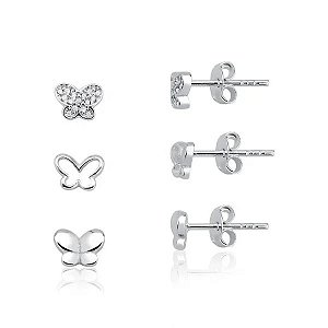 Trio de borboleta na prata