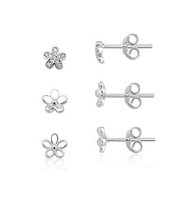 Trio de flor na prata