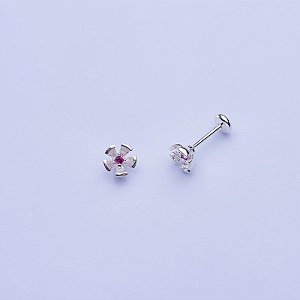 Brinco de flor na tarraxa baby na prata