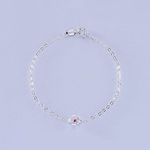 Pulseira flor infantil na prata