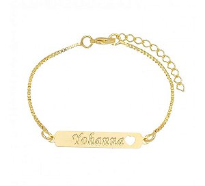 Pulseira personalizada de nome com coração