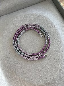 Colar riviera quatro garras pink com rosa claro