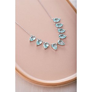 Colar de pedra acqua marine